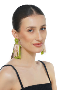 Handcrafted Lime Green Beaded Earrings