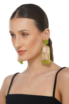 Handcrafted Lime Green Beaded Earrings