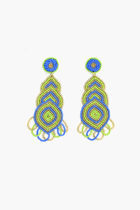 Handcrafted Blue & Lime Geometric Earrings