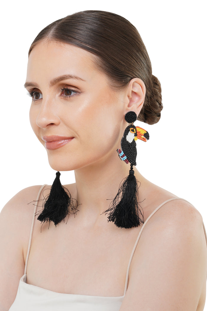 Handcrafted Toucan Beaded Earrings