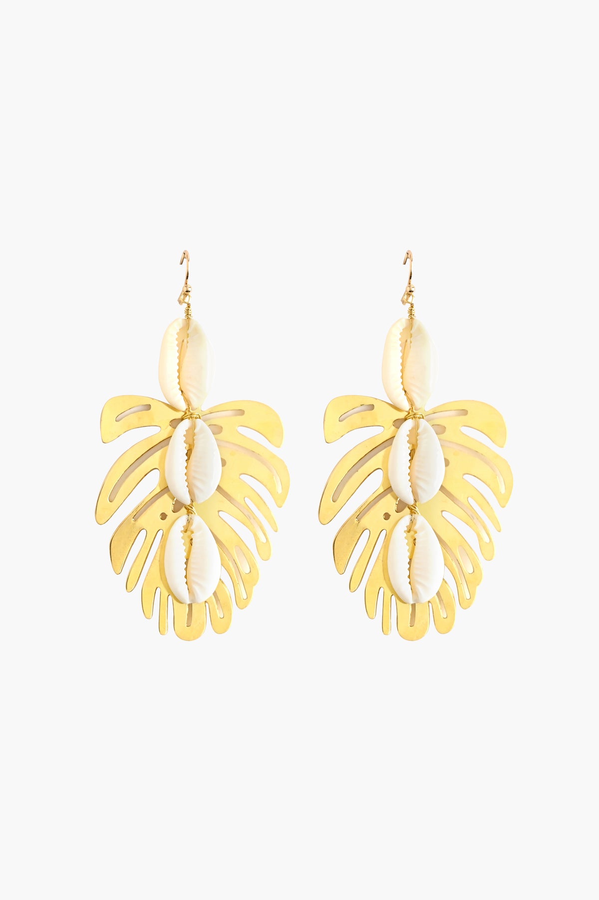 Gold Monstera Leaf Earrings