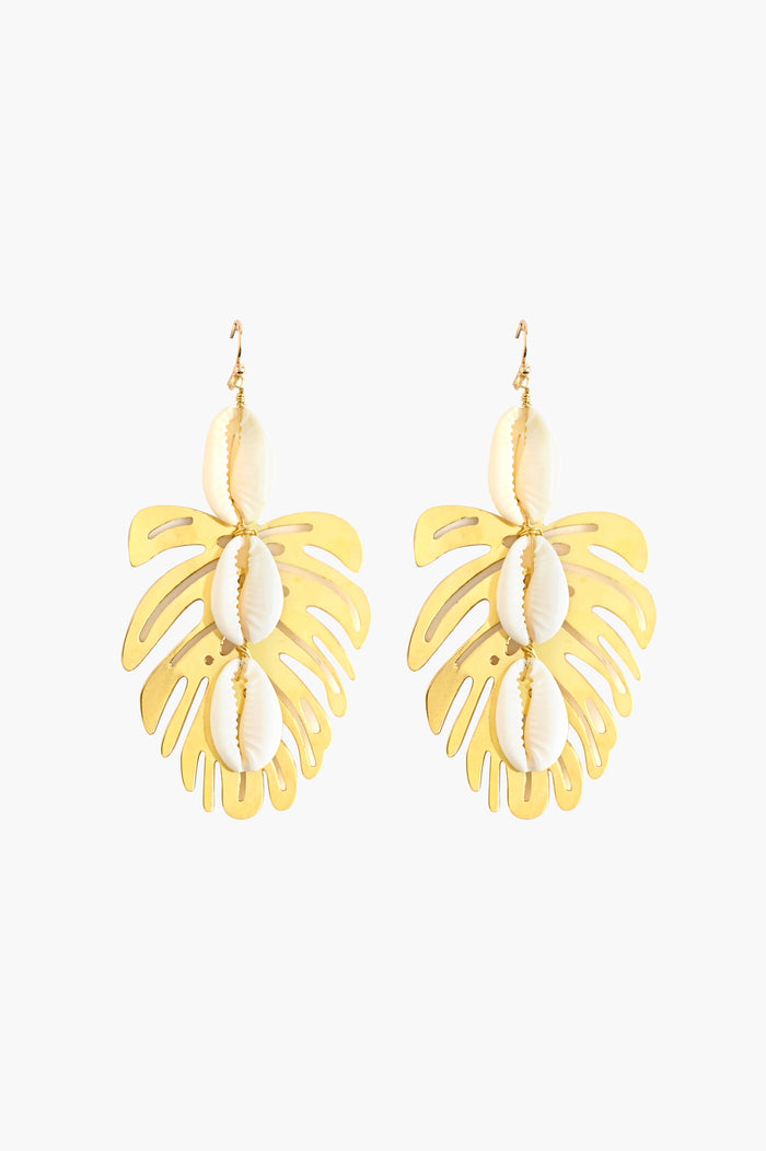 Gold Monstera Leaf Earrings