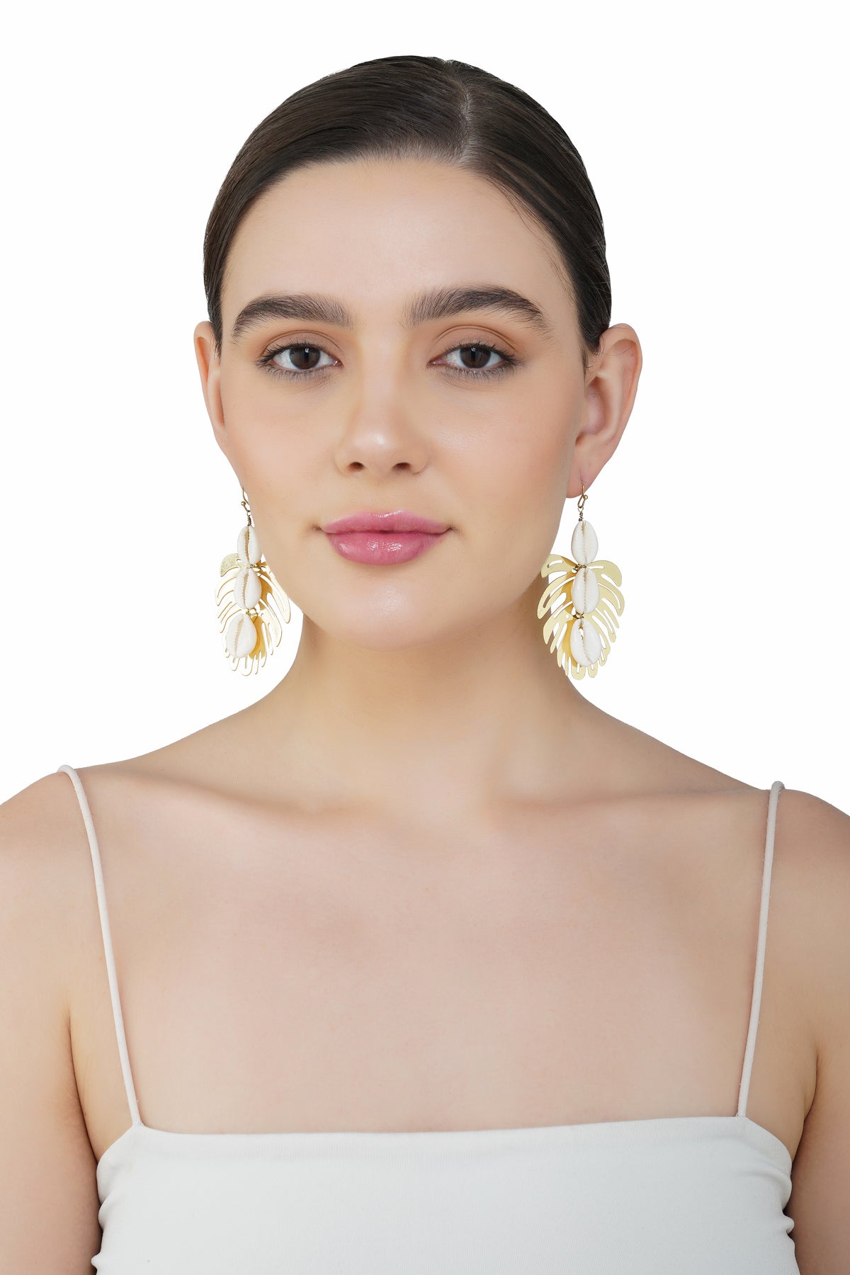 Gold Monstera Leaf Earrings