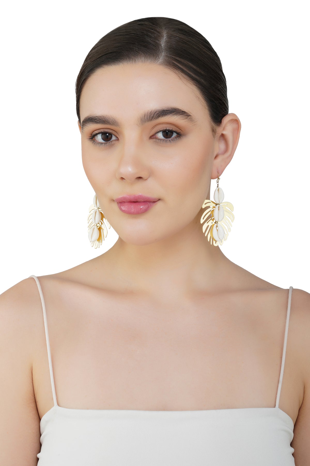 Gold Monstera Leaf Earrings
