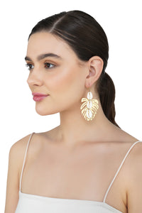 Gold Monstera Leaf Earrings