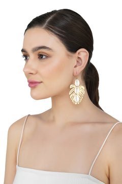 Gold Monstera Leaf Earrings