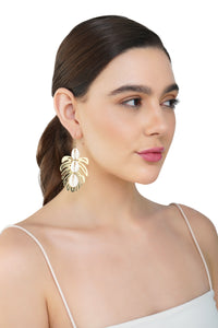 Gold Monstera Leaf Earrings