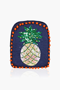 Punchy Blue Jute Mini Backpack