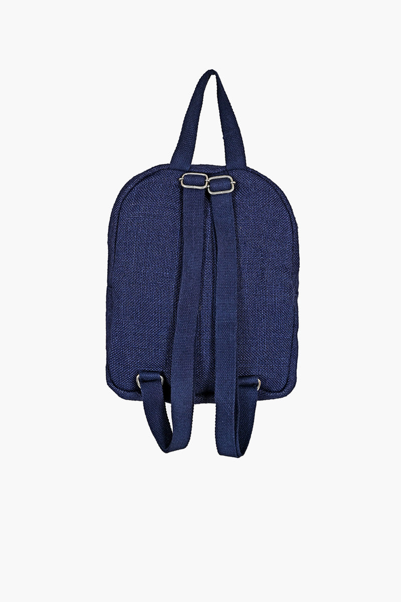 Punchy Blue Jute Mini Backpack