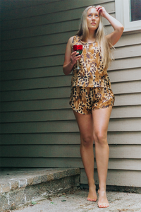 Lovely Leopard Rose Loungewear Shorts Set