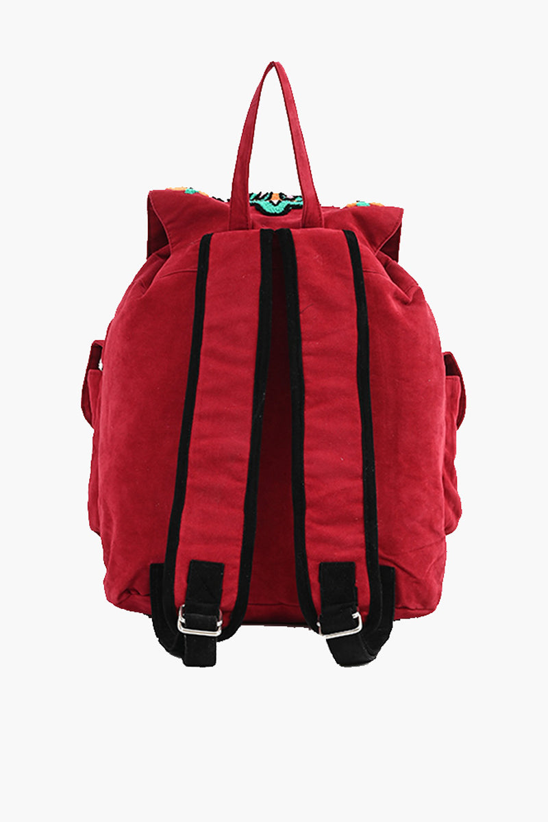 Velvet Embroidered Suede Backpack