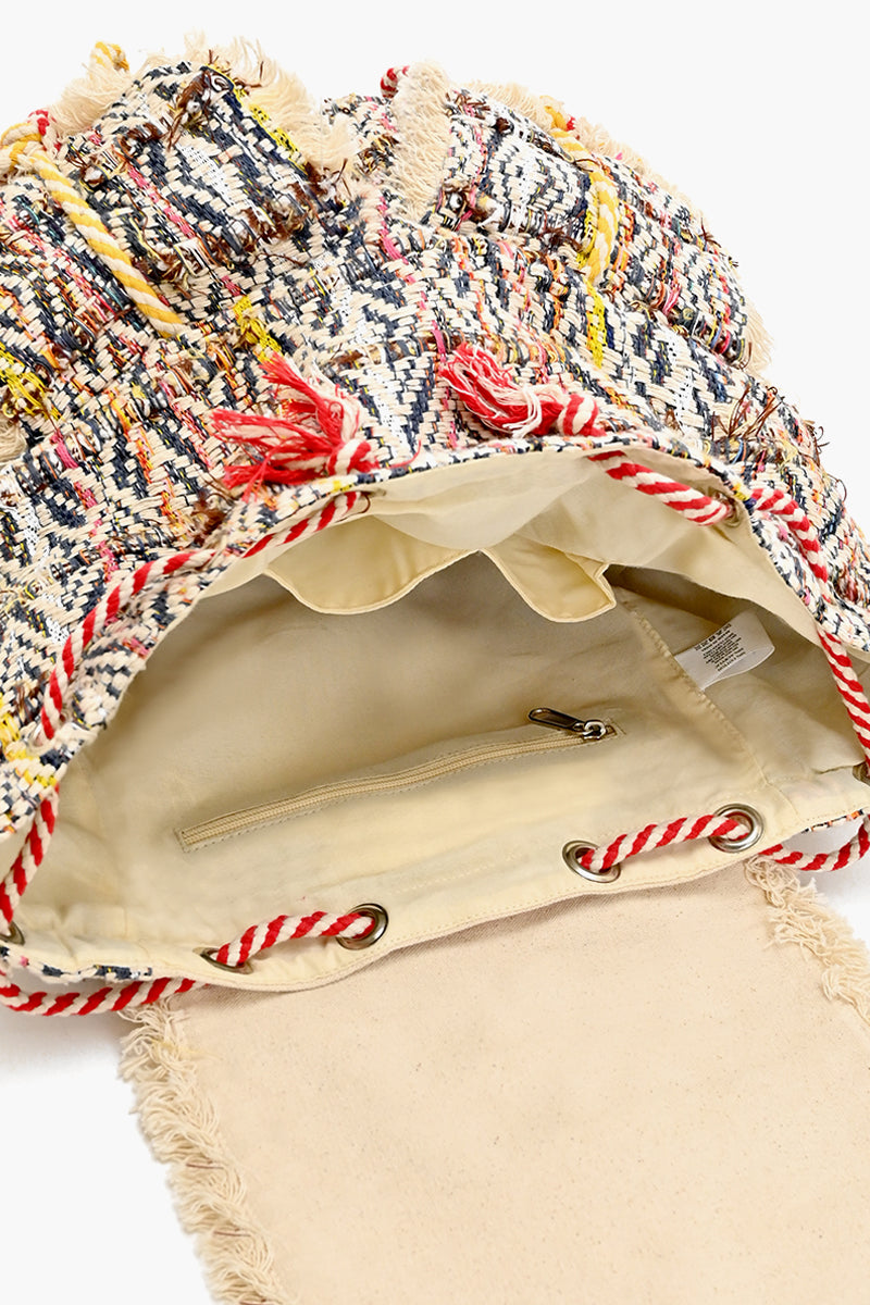 Frayed Knot Drawstring  Backpack