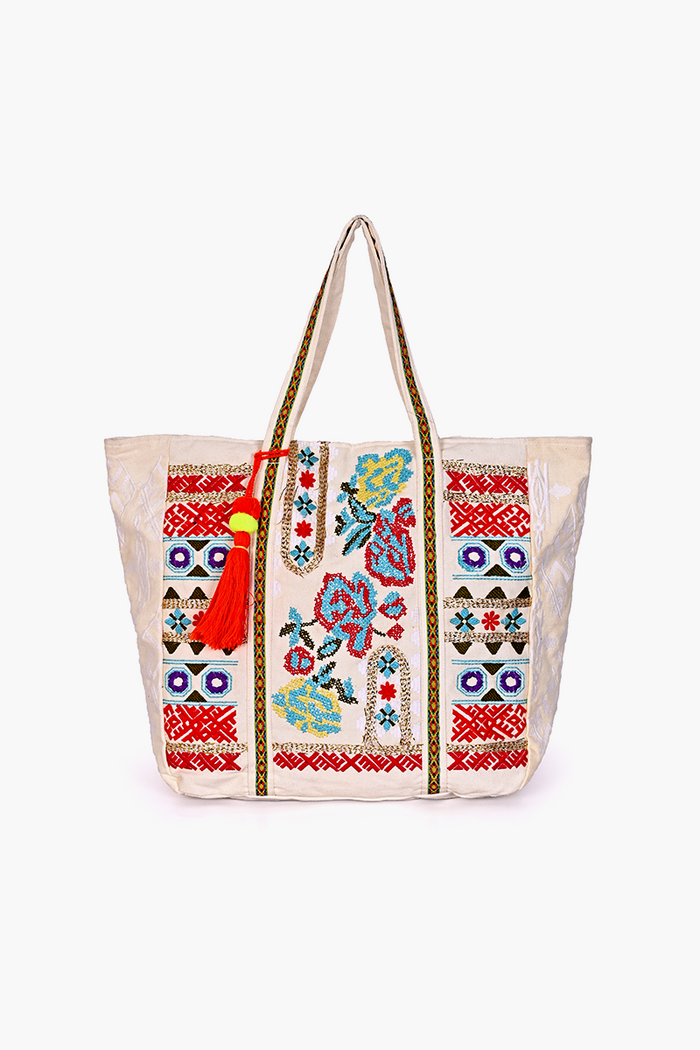 Embroidered Floral Bag Large Tote Bag
