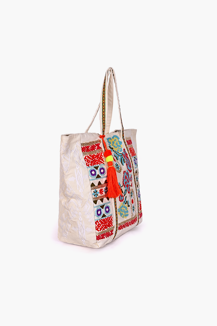 Embroidered Floral Bag Large Tote Bag