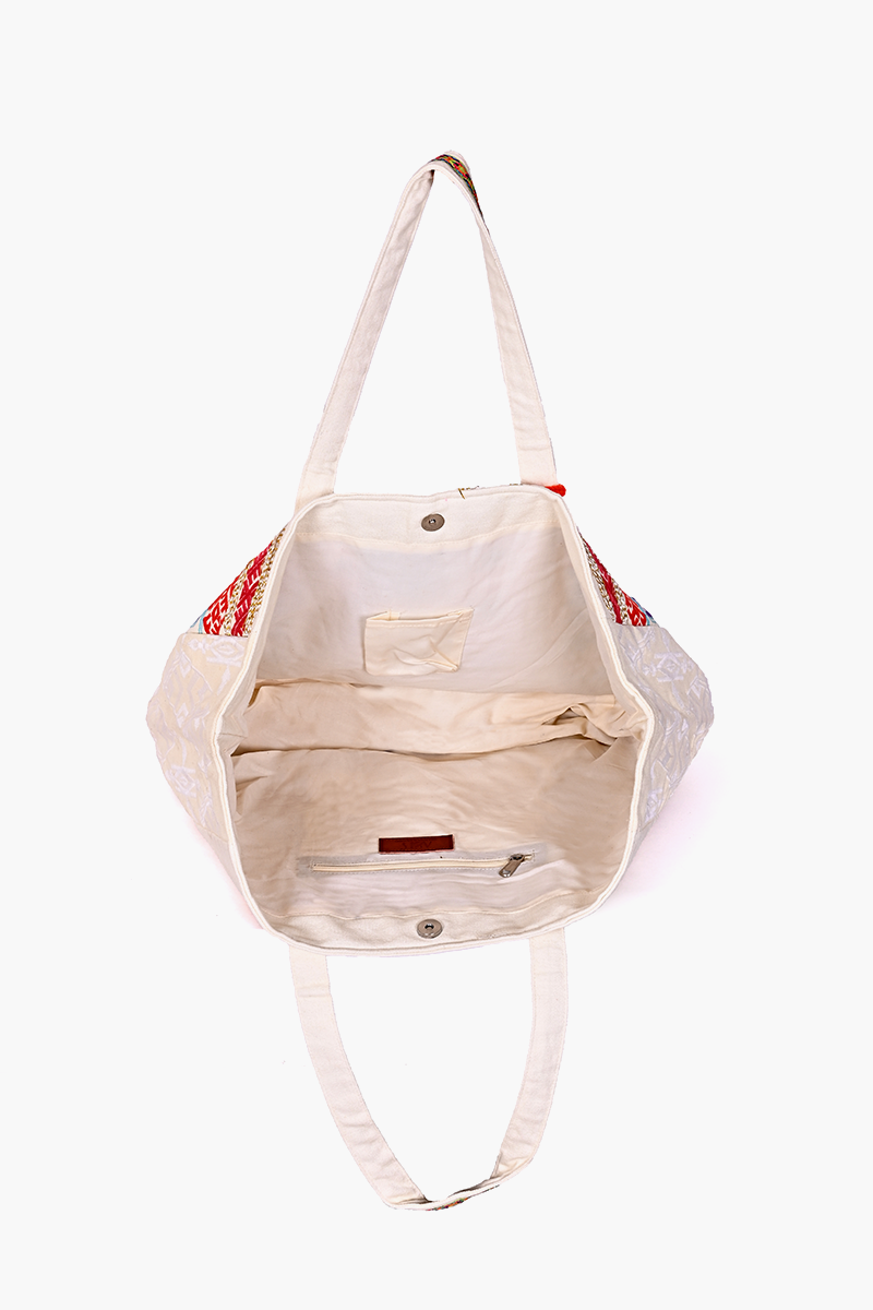 Embroidered Floral Bag Large Tote Bag