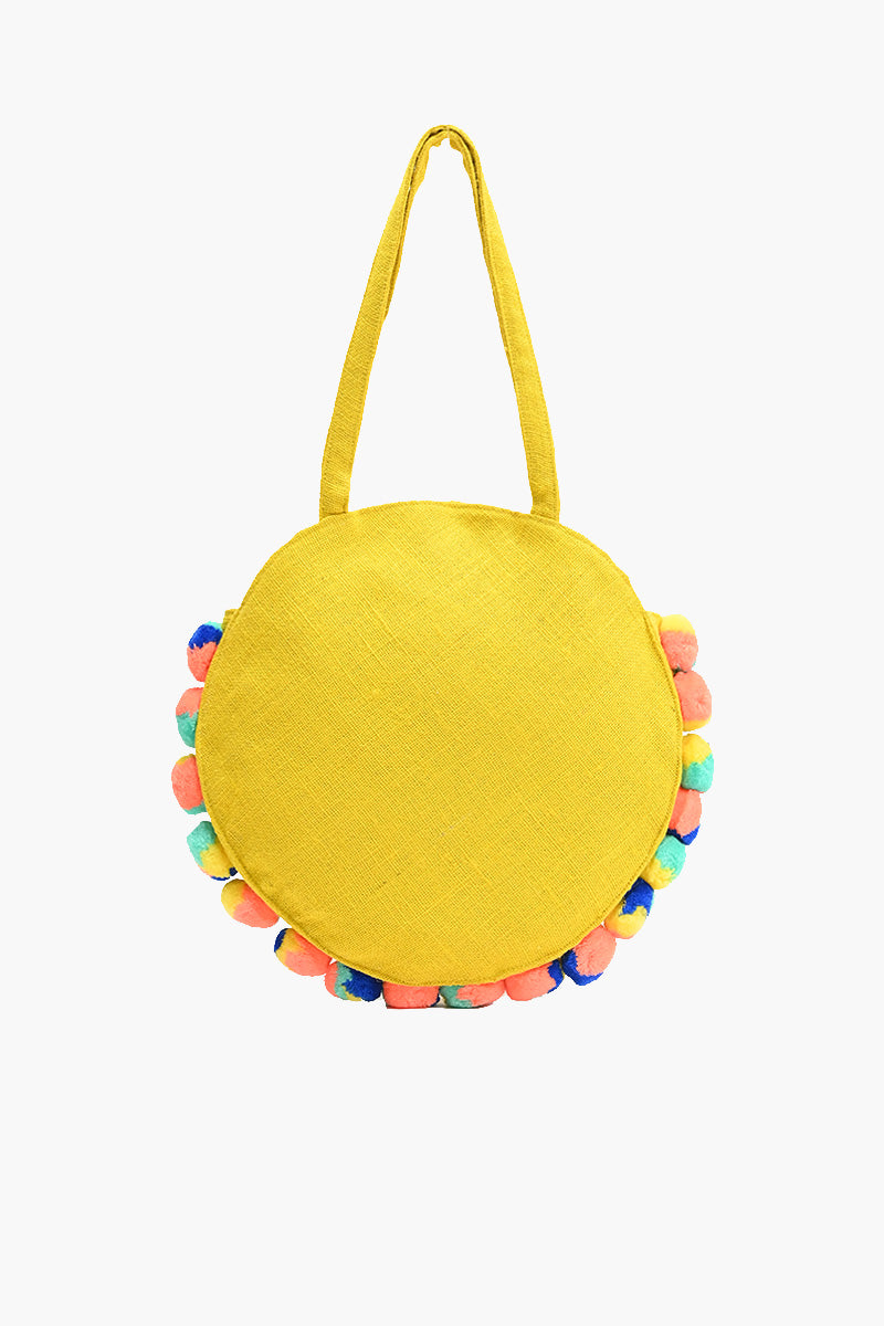 Palm Leaves Embellished Round Tote