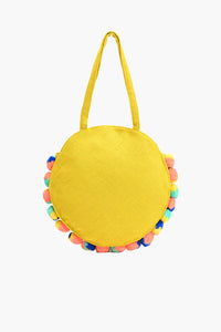 Palm Leaves Jute Round Tote Boho Beach Bags