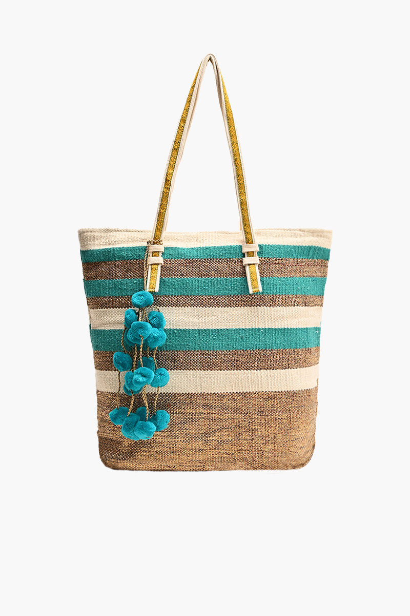 Turquoise Glitter Oversized Tote