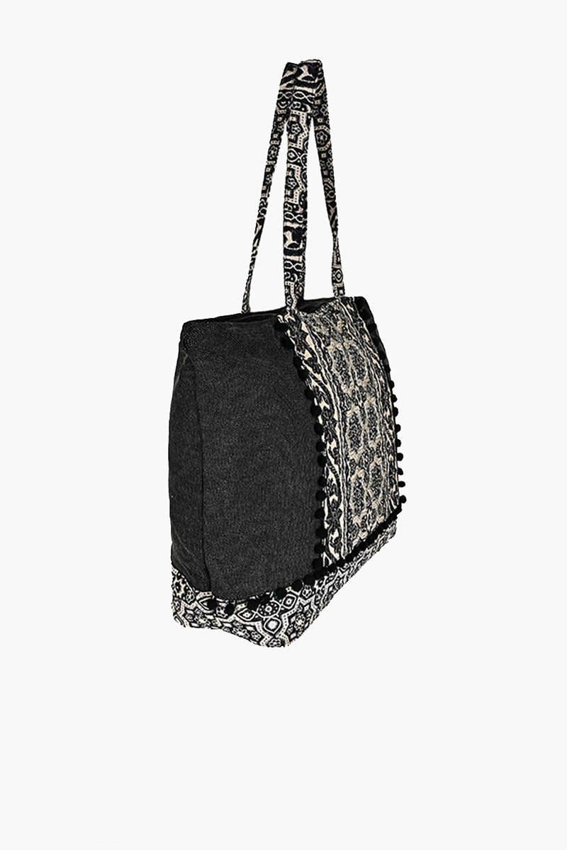 Black Iris Jacquard Oversized Tote