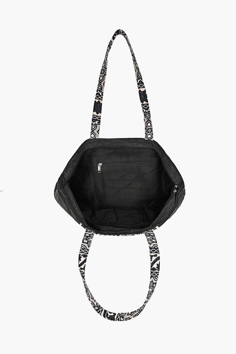 Black Iris Jacquard Oversized Tote