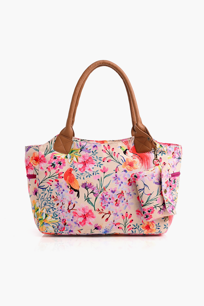 Summer Florals Printed Women Pink Handbag