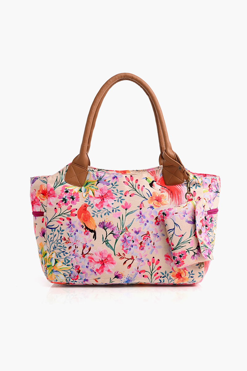 Summer Florals Printed Women Pink Handbag