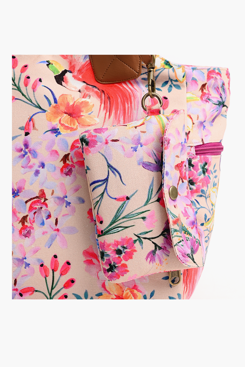 Summer Florals Printed Women Pink Handbag