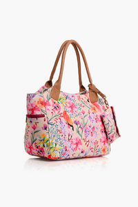 Summer Florals Printed Women Pink Handbag