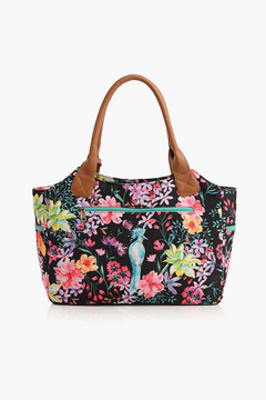 Summer Floral Printed Black Handbag