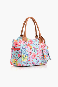 Summer Floral Printed Blue Handbag