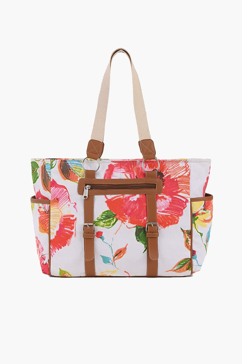 Big Watercolor Floral Printed Multi-purpose Tote