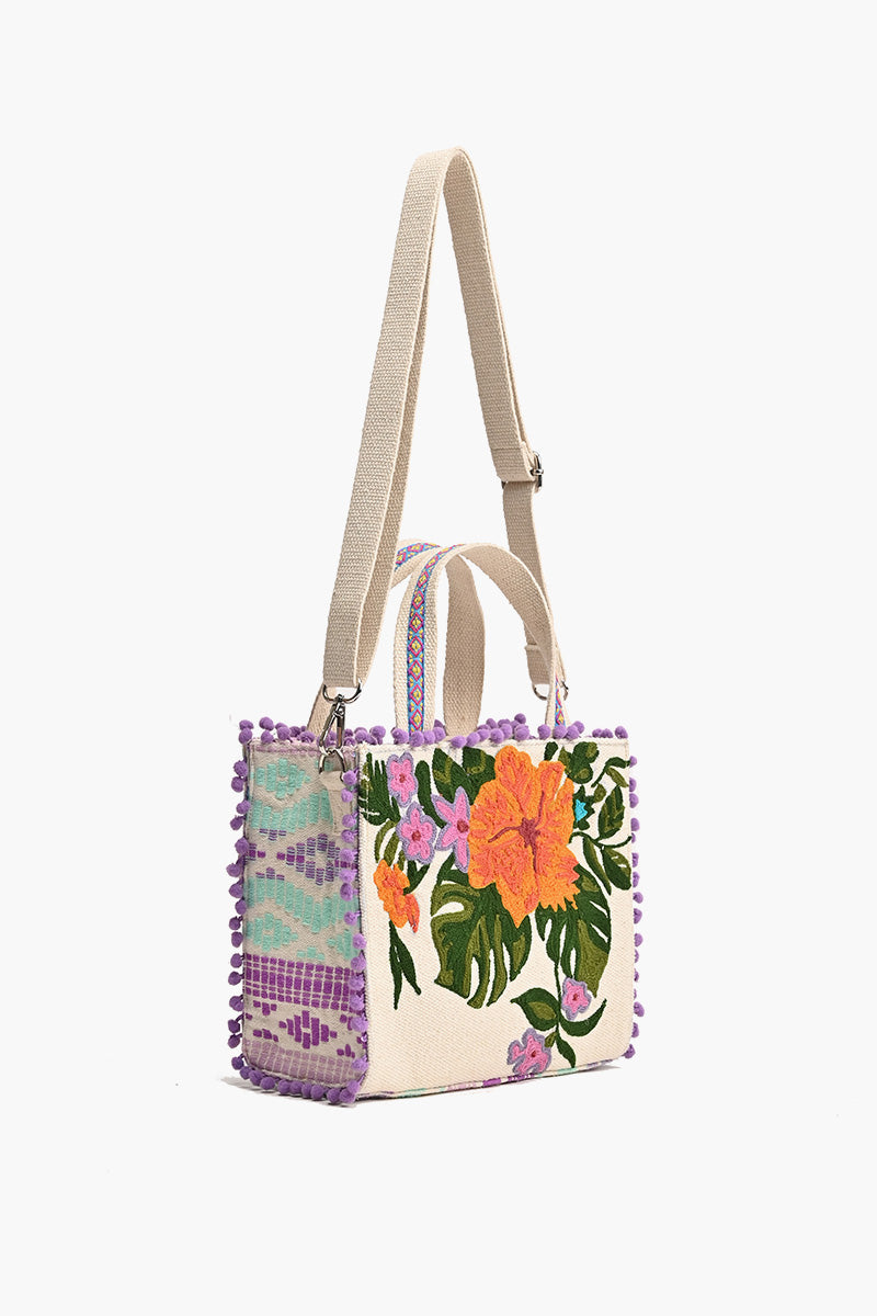 Lavender Blooms Embellished Mini Tote Bag
