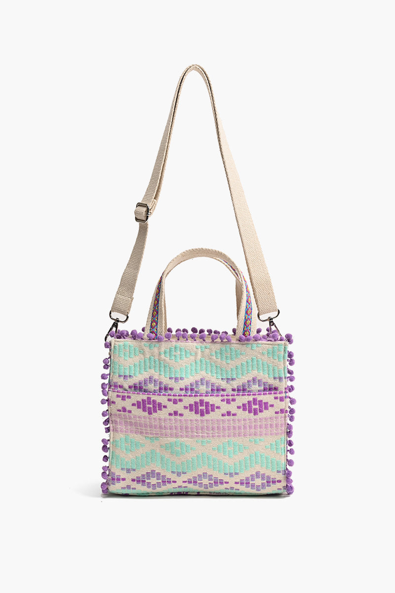 Lavender Blooms Embellished Mini Tote Bag
