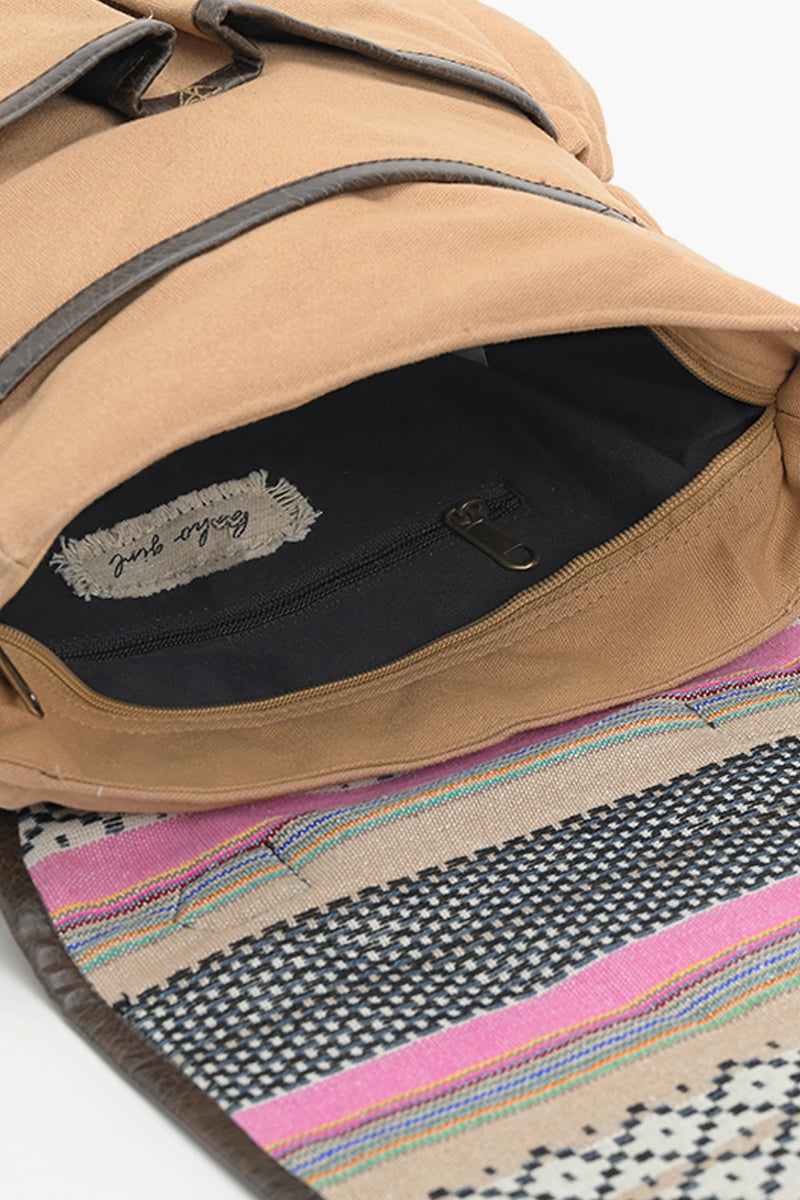 Jacquard Brown Laptop Backpack