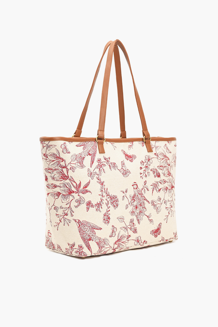 Maroon Toile Safari Tote Bag For Women