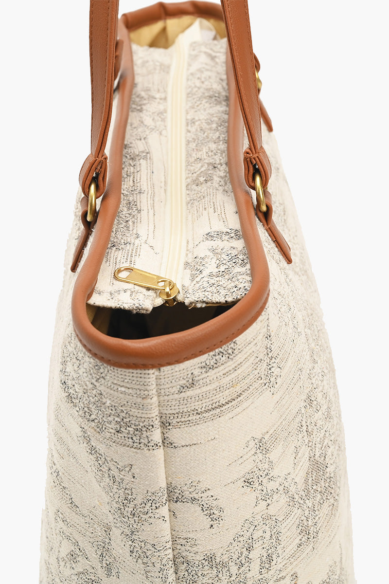 Gray Toile Safari Tote Bag