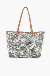 Black Toile Safari Tote Bag