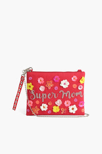 Super Mom Hand-Beaded Clutch Shoulder Bag