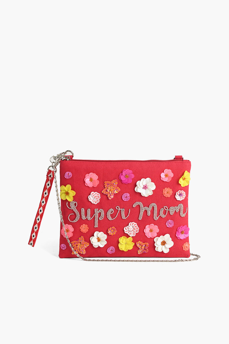 Super Mom Hand-Beaded Clutch Shoulder Bag