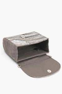 Silver Embellished Grey Handbag