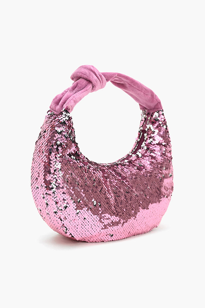 Pink Sequence Embellished Hand Bag