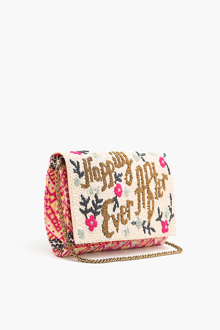 Happy Ever After Embroidered Bridal Clutch