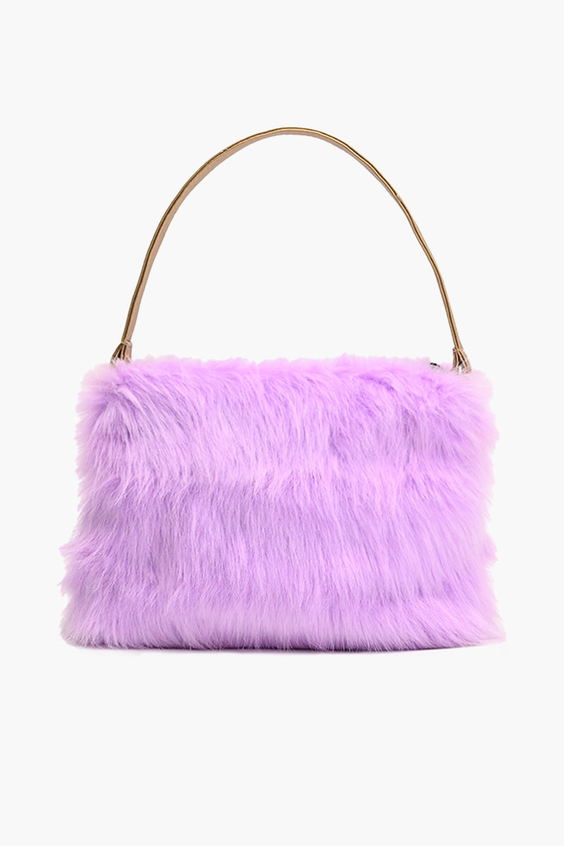 Lavender Faux Fur Handbag
