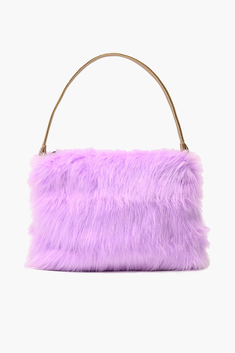 Lavender Faux Fur Handbag