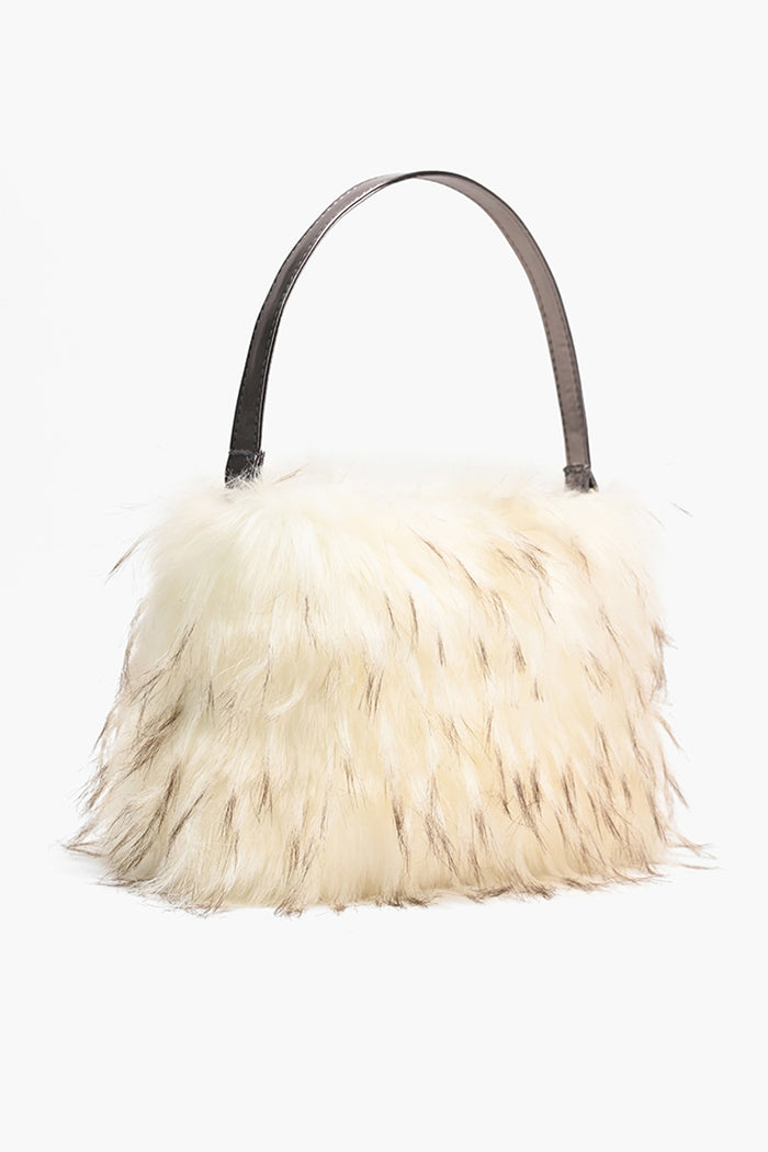 White Faux Fur Handbag for Winter