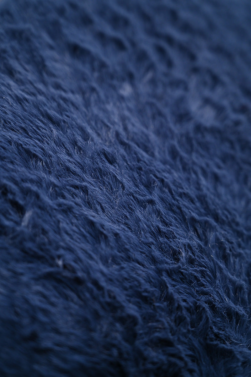 Navy Blue Large Faux Fur Tote Bag
