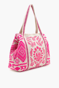 Bohemian Embellished Tote Bag - Pink
