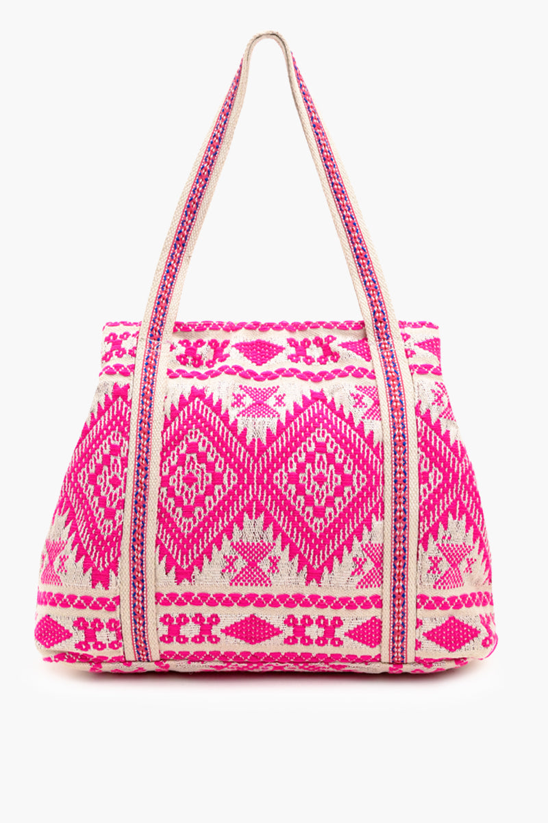 Bohemian Embellished Tote Bag - Pink