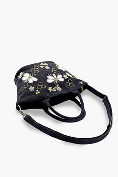 Honeybee Embellished Mini Bucket Crossbody Bag