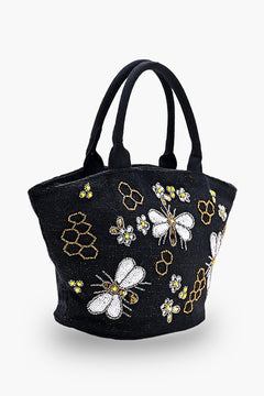Honeybee Embellished Mini Bucket Crossbody Bag